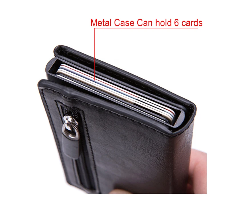 DIENQI Анти Rfid id держатель для карт Чехол Мужской кожаный металлический кошелек мужской кошелек для монет женский мини карбоновый кредитный держатель для карт на молнии