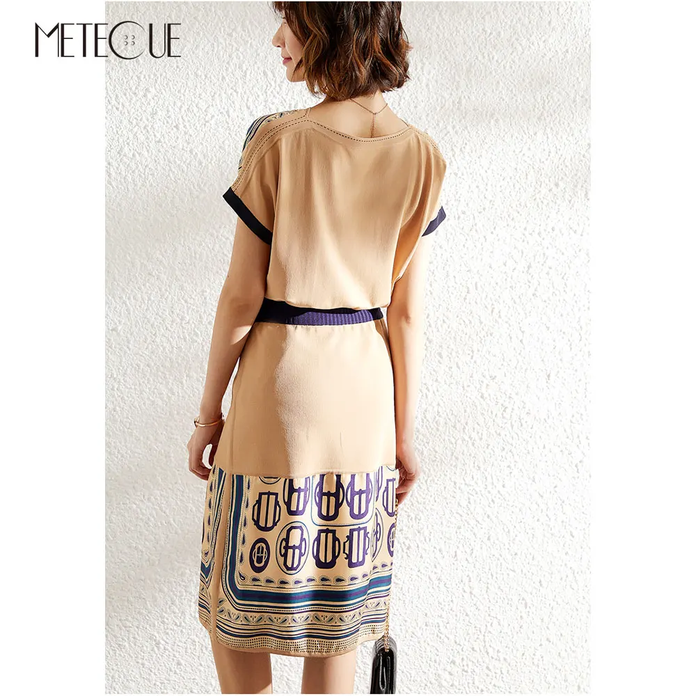 Шелковая трикотажная Лоскутная юбка с высокой талией 2019 весна лето мода