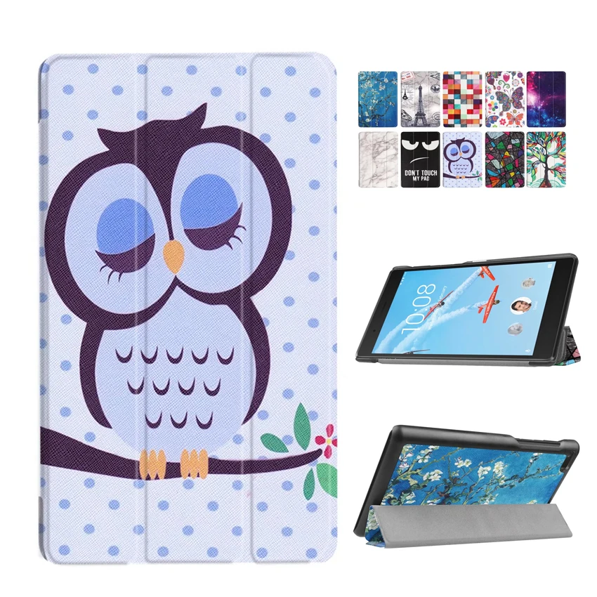 Чехол из искусственной кожи Tab 7 Essential 7304F 7304I 7304X цветной рисунок для Lenovo tab TB