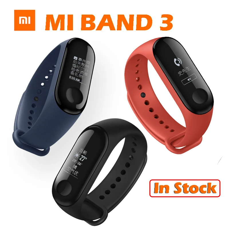 Оригинальный Смарт браслет Xiaomi Mi Band 3 с сенсорным экраном OLED 128x80 аккумулятор 110