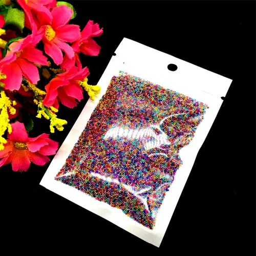 Mix color 1 мм маленькие стеклянные бусины с разноцветными круглыми отверстиями, 3D жемчужные бусины для ногтей DIY, украшения для ногтей 20 г - Цвет: Mix color