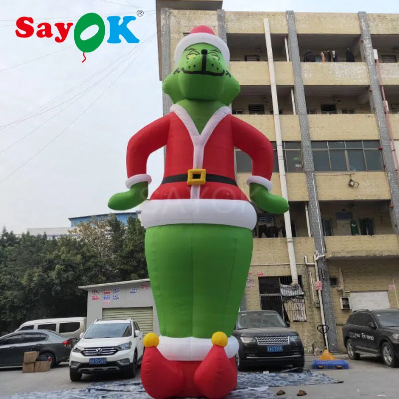 Надувной Рождественский Grinch as Santa 10 футов и 28 футов высокий Рождественский Декор с белым светильник для магазина