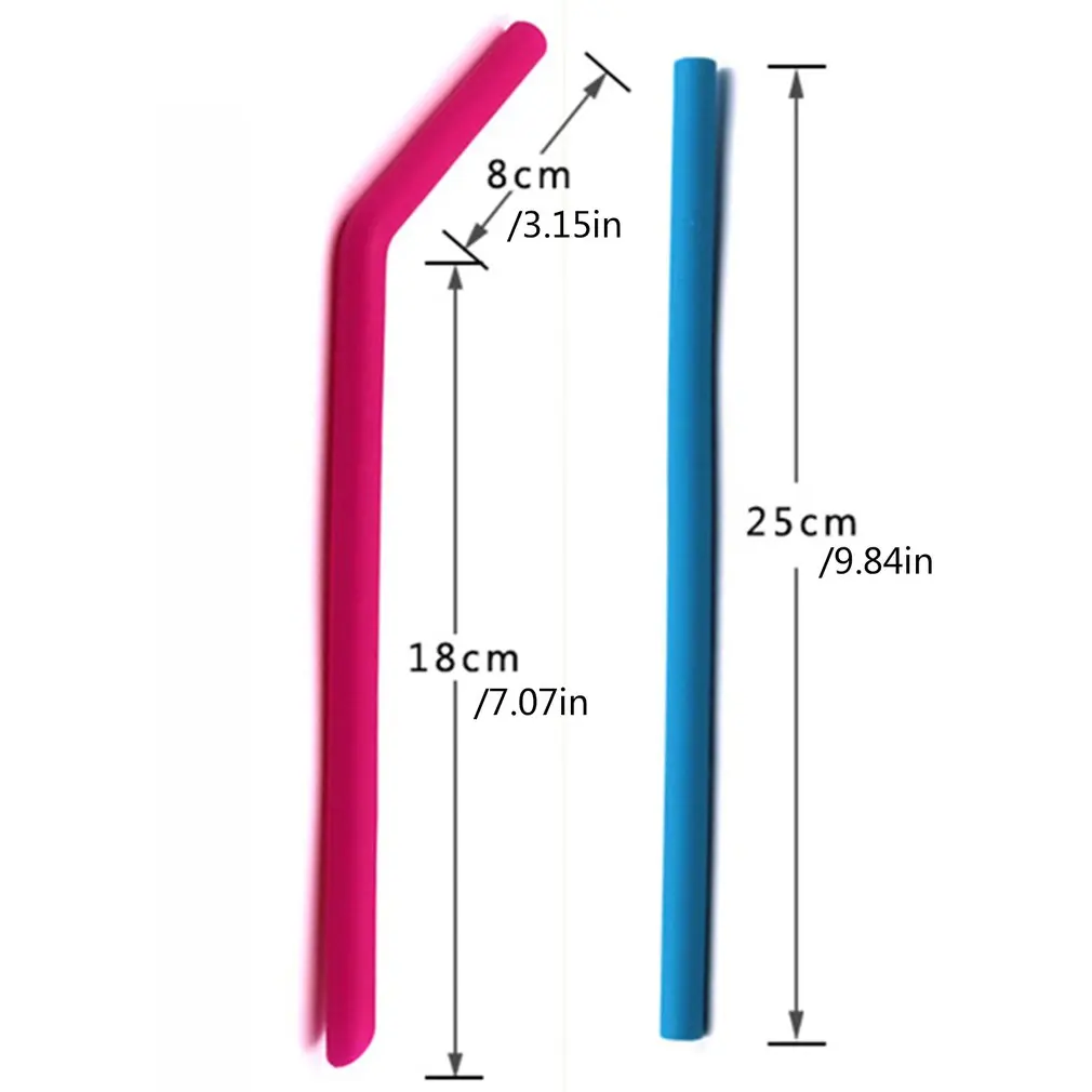 Food Grade 25CM Soft Silicone Bend Design Straws Reusable Drinking Straw Bent Drink Tea Bar Accessories | Дом и сад
