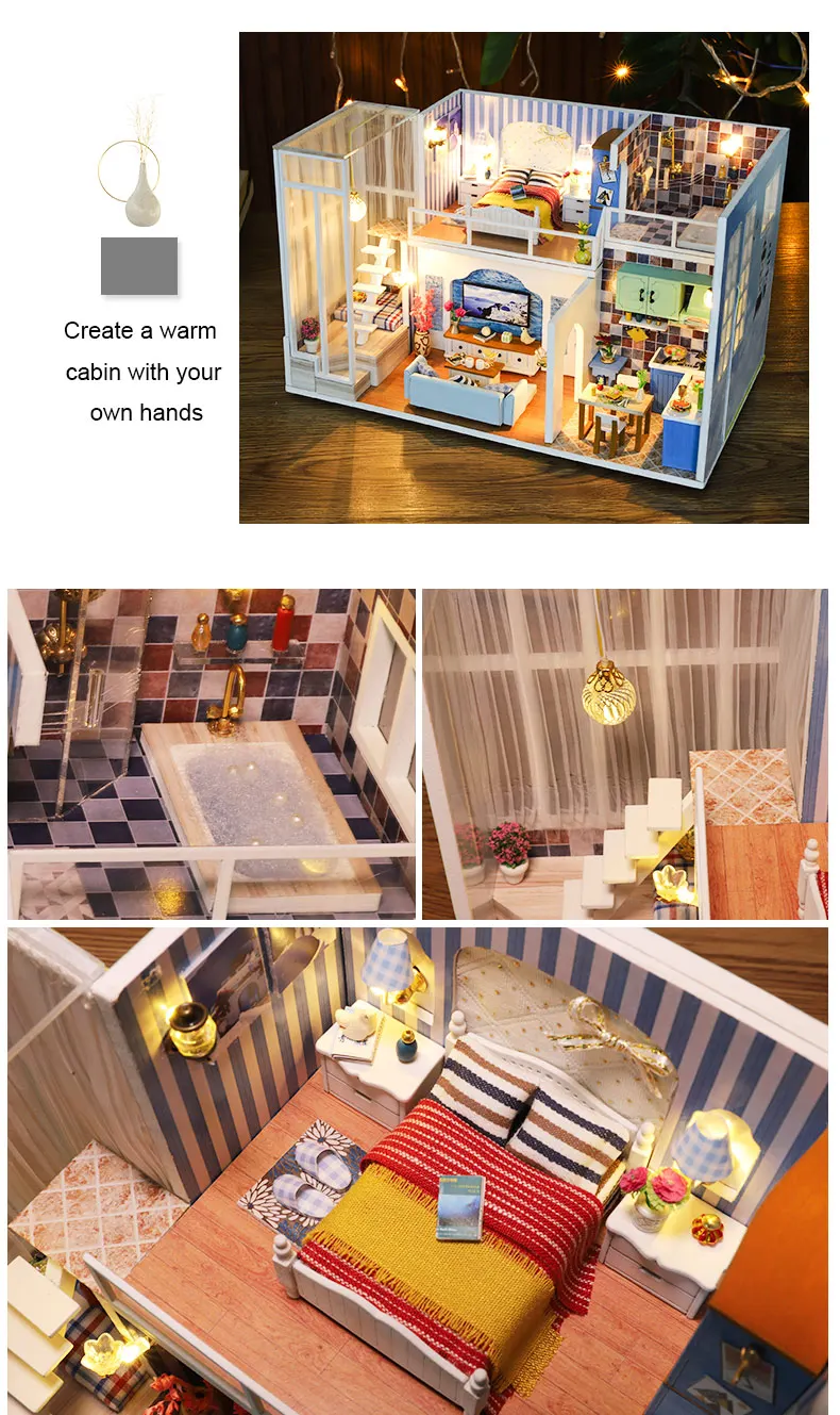 Cutebee кукольный дом мебель миниатюрный кукольный домик DIY миниатюрный дом комната коробка театральные игрушки для детей Каса де Boneca J13