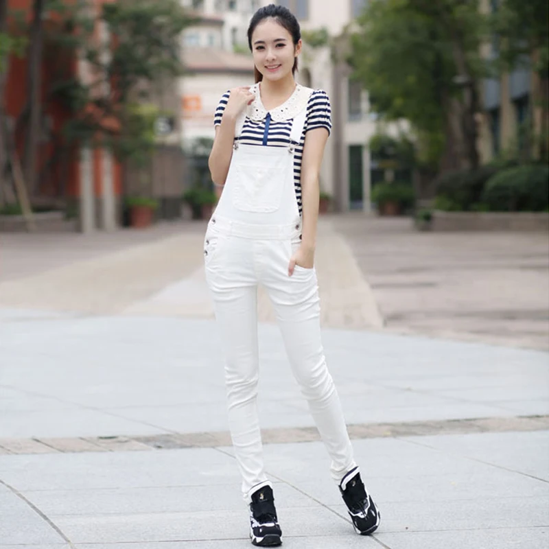 

2020 Summer New Women's High waist Denim Overalls Feet Trousers Korean version of the Slim Slimming White pencil pants