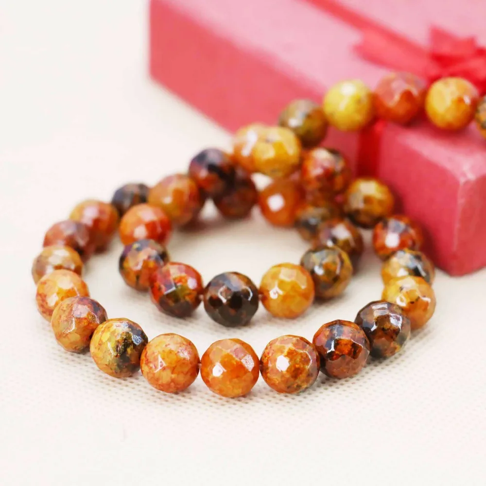 Аксессуар 10 мм оранжевые камни в виде халцедона из индейки Howlite 15 дюймов дизайн