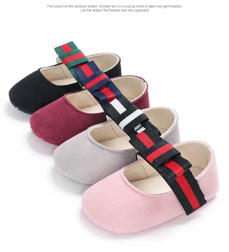 Детские обувь прекрасная Bowknot для маленьких девочек обувь мягкая подошва замшевые Нескользящие кроссовки 0-18 месяцев Прямая поставка кроссовки