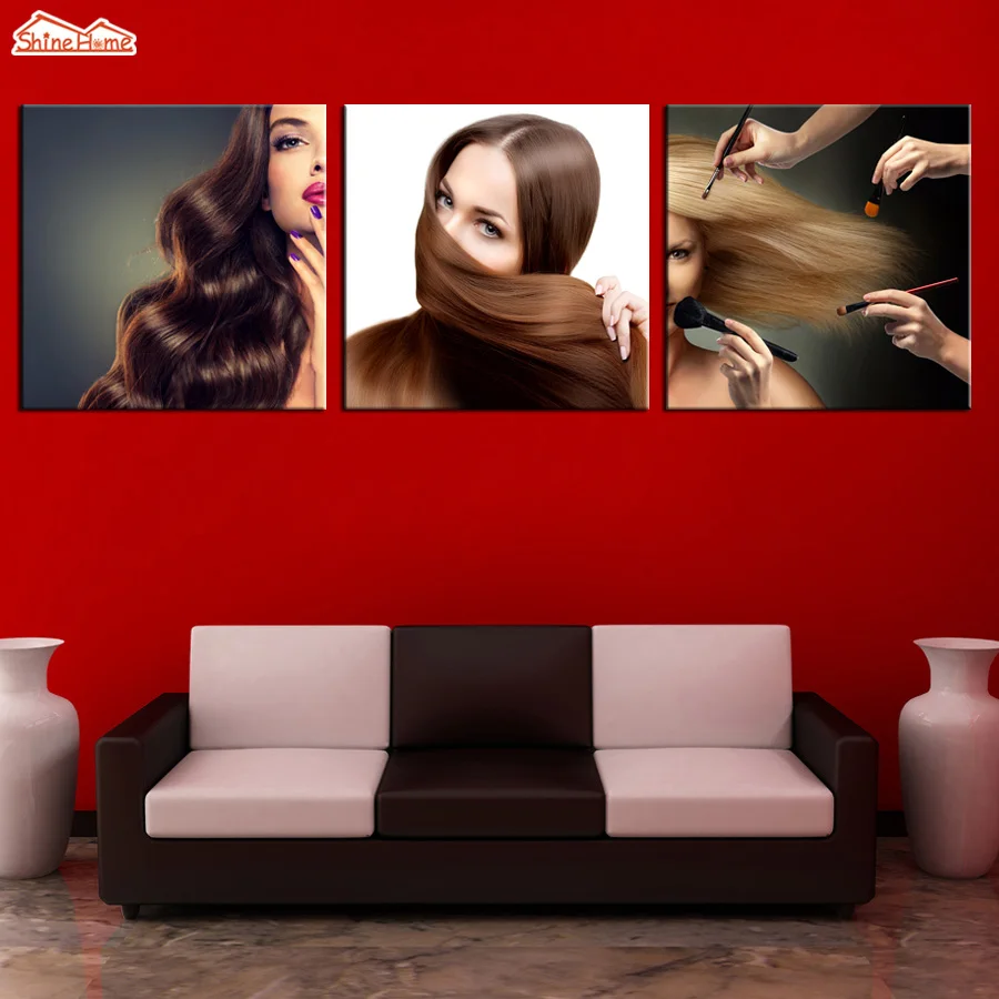Модульные картины с принтом на холсте для салонов красоты и волос постеры - Фото №1