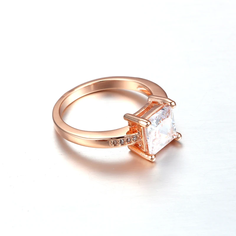 Женские свадебные кольца розового золота квадратные ювелирные изделия из страз