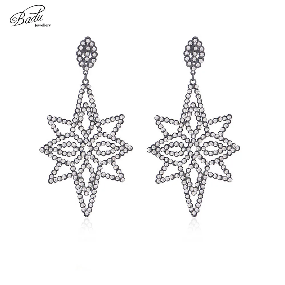 Большие роскошные женские блестящие серьги Badu подвески со стразами модные