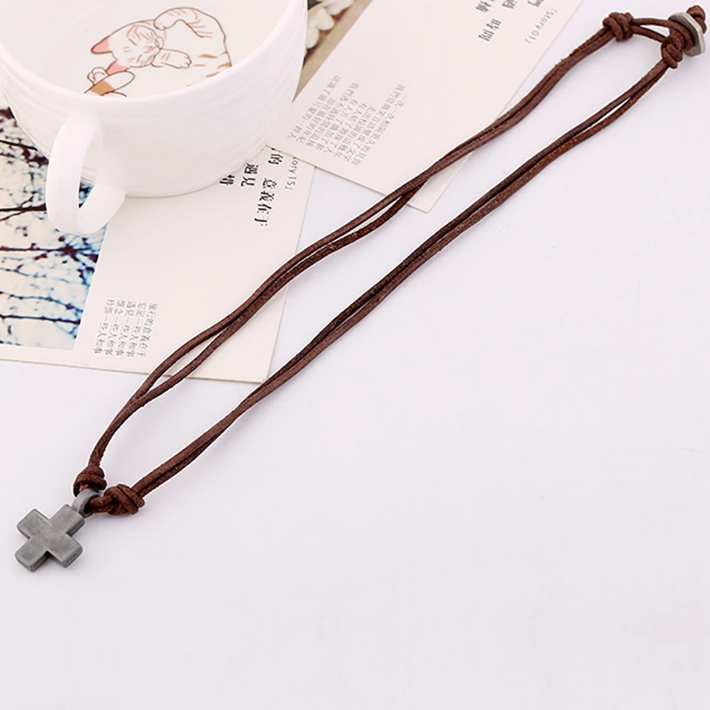 Винтаж Мужская Цепочки и ожерелья s панк рок античный серебряный крест кулон