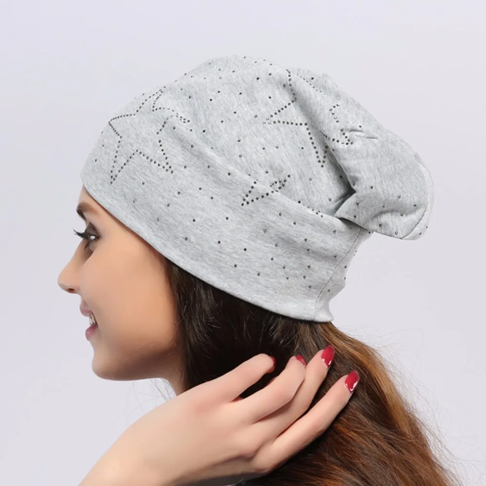 Geebro Женская облегающая шапка Осенняя Повседневная со звездами для женщин
