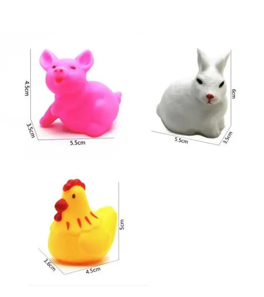 Pig Rabbit hen Прекрасный Животные Автомобили Фрукты красочные мягкие резиновый плавающий Squeeze писклявый звук купальный игрушка для ребенка GYH - Цвет: Pig Rabbit hen