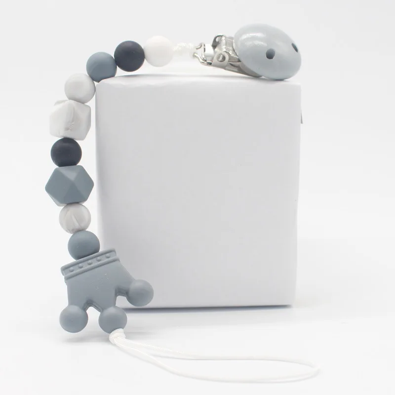 Милый детский силиконовый Прорезыватель для зубов Корона из бисера соска зажим