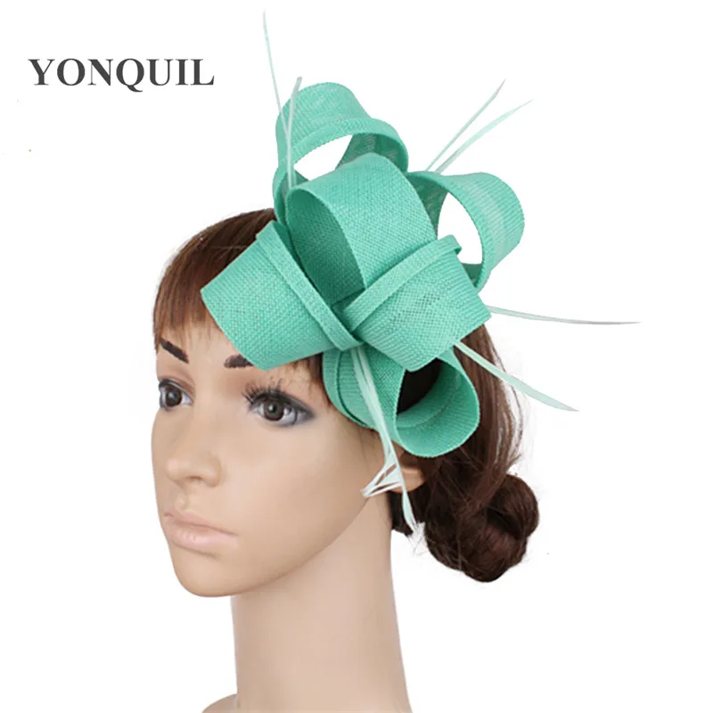 Grey or multiple colors imitation sinamay hats feather flower fascinators for party bridal hair accessories cocktail hats| |