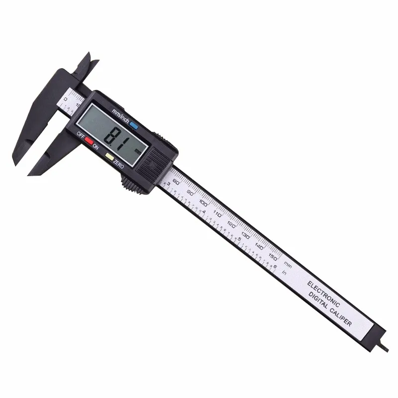 PROSTORMER 1 шт. измерительный инструмент 0-150mm 6 дюймов Пластик ЖК-дисплей цифровых электронных углеродного волокна штангенциркуль микрометр