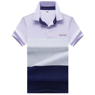 Light purple Лето г. Повседневное Вышивка для мужчин's мужские Поло рубашка шить нагрудные короткий рукав S рубашки для мальчиков - Цвет: Light purple