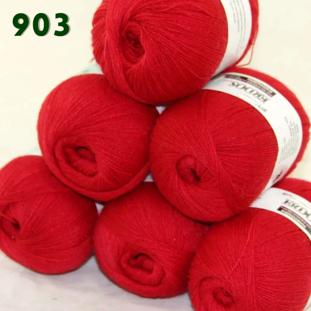 Лот из 6 мотков тонкая кружевная Мягкая шерстяная акриловая кашемировая пряжа