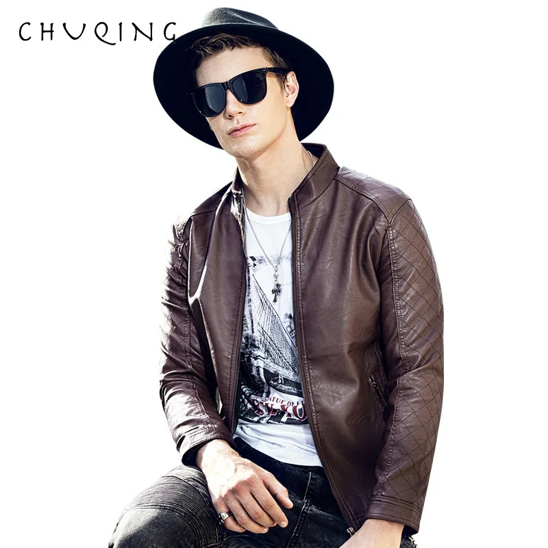 CHUQING Men's Leather Jacket 2019 New Korean Version of the Self-cultivation Motorcycle Male Handsome Trend | Мужская одежда