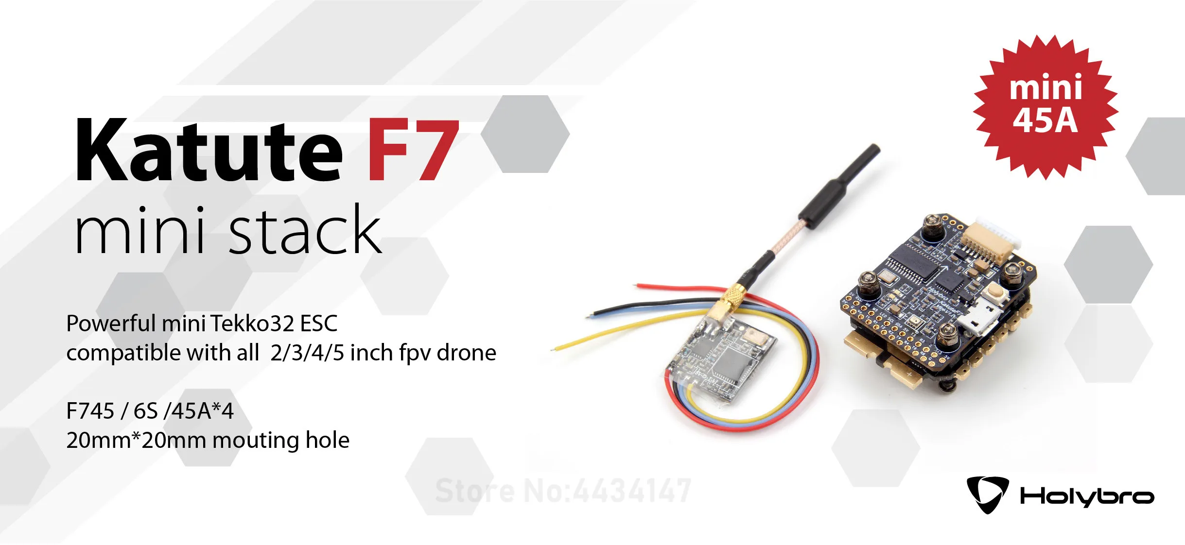 Holybro Kakute F7 мини контроллер Полета& Tekko32 F3 4в1 45А мини ESC& Atltal mini VTX 5,8G комбо мини стек 20*20 мм Монтажный Хол