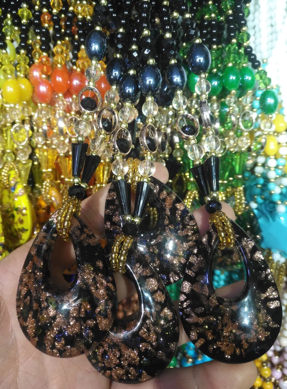 Ручной работы Стекло хрустальные бусины Lampwork падение кулон Цепочки и ожерелья