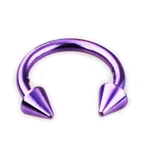 purple 5 шт/лот классические конусные шипы с заклепками перегородки кликеры для Носа Обручи 16 г Подкова Штанга Кольцо для пирсинга сексуальные украшения для тела - Окраска металла: purple
