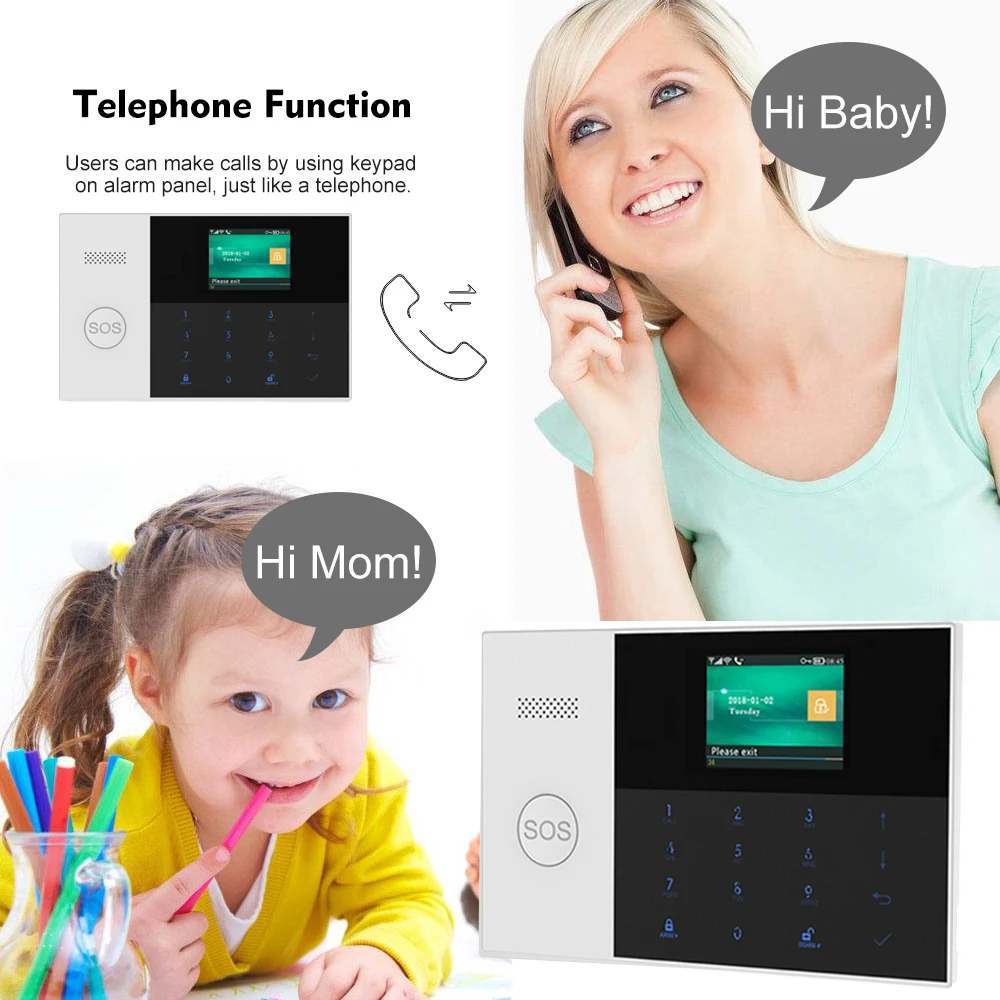 Охранная сигнализация SmartYIBA с ЖК дисплеем 2 4 дюйма SOS Wi Fi RFID GSM SMS|Комплекты для