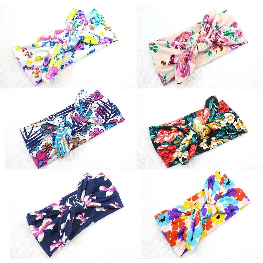 

Colorful Baby Flower Floral Bow Hairband Toddler Infant Turban Knot Rabbit Headband For Kids Girl Child Baby Hair Accessories