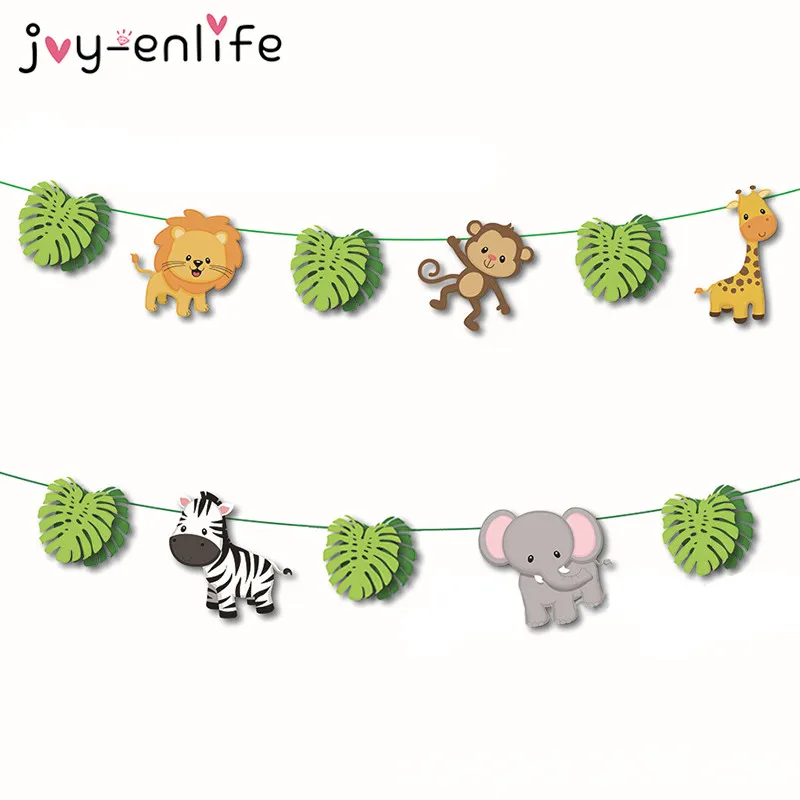 JOY-ENLIFE зоопарк сафари джунгли животное День рождения баннер лес сафари овсянка гирлянда детский душ Дети День рождения украшения