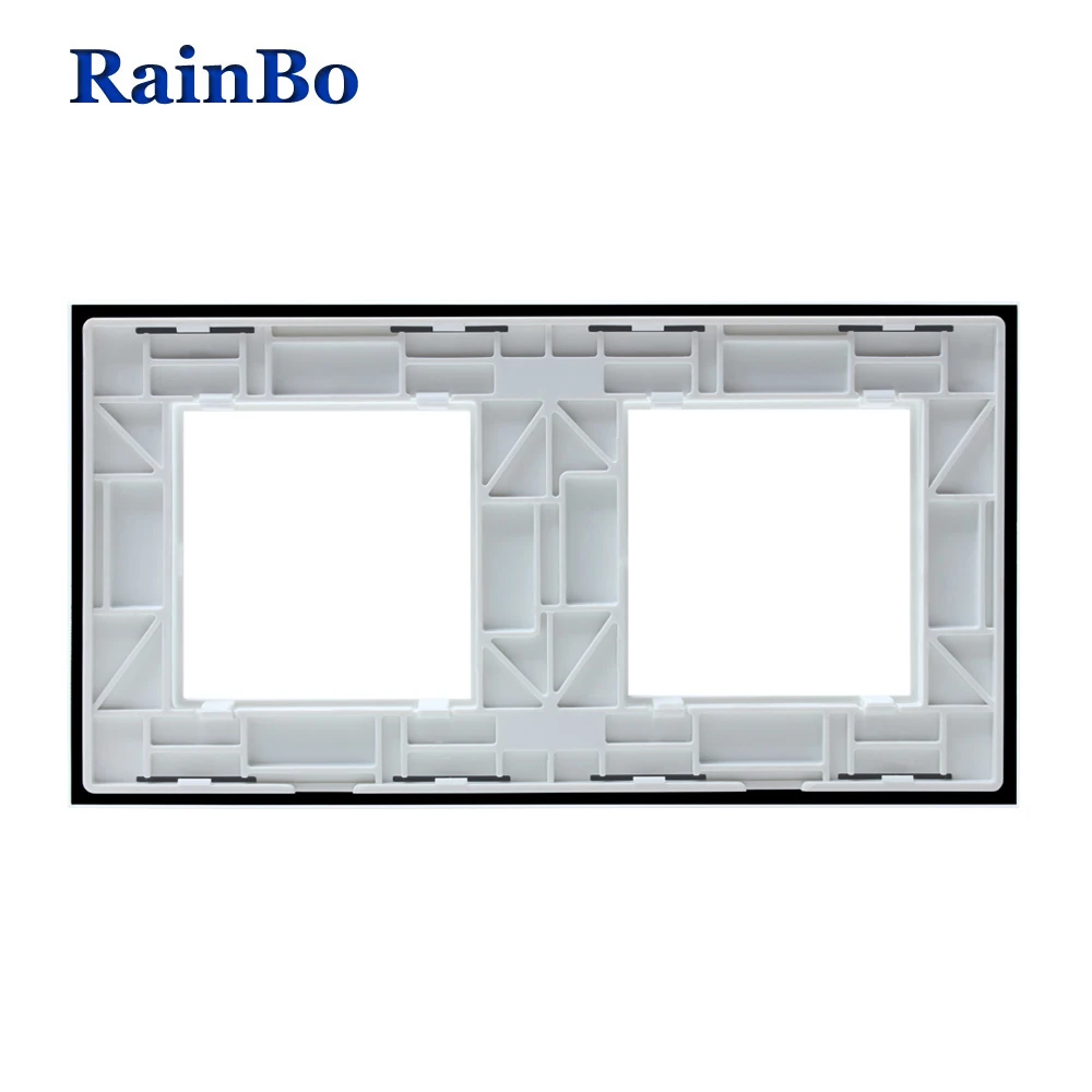 Rainbo Бесплатная доставка Роскошный Crystal White Стекло Панель 2 кадра розетки 151 мм * 80