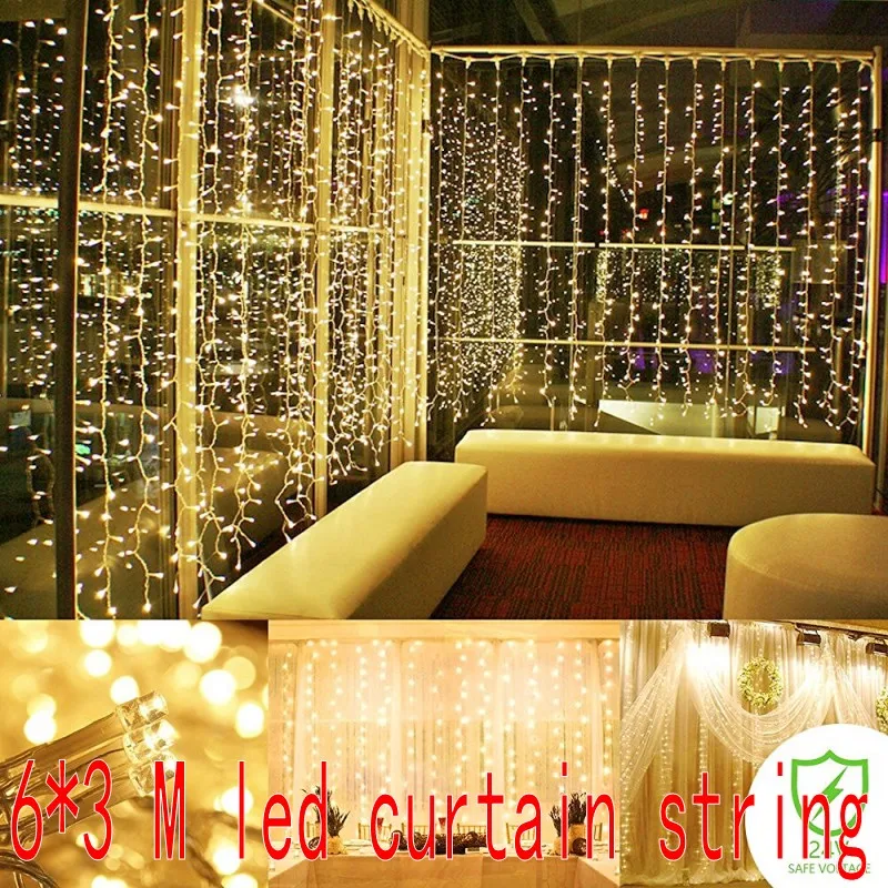 6x3 М 600 светодиодные гирлянды для сосульки, рождественские светодиодные гирлянды для свадебной вечеринки, гирлянды для наружной занавески, ... от AliExpress RU&CIS NEW