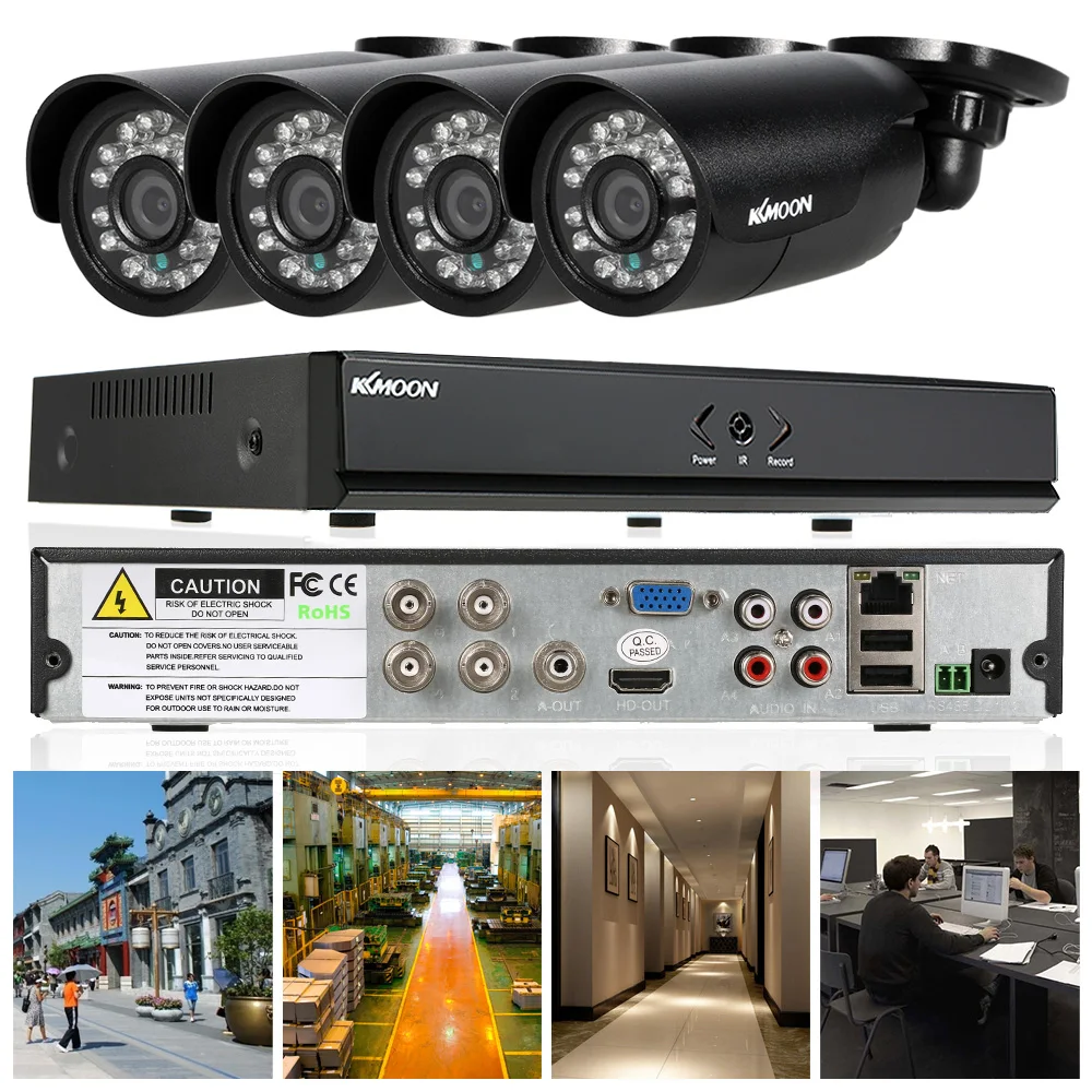 KKmoon 4CH 800TVL система видеонаблюдения наружная 4CH 960H D1 DVR 4 шт. Водонепроницаемая ИК камера безопасности домашнее видеонаблюдение 4 шт. кабели