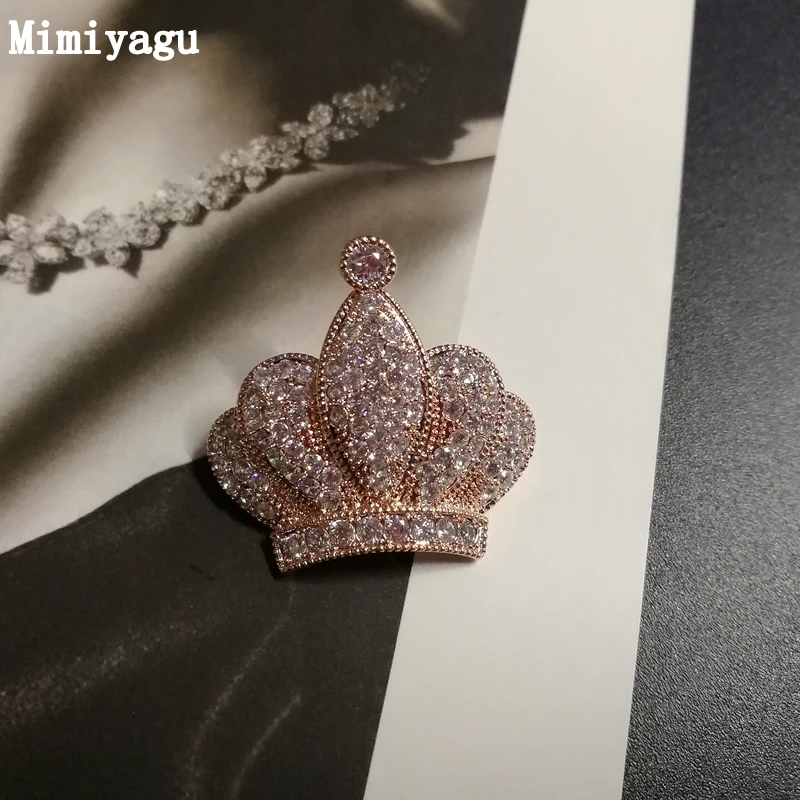 Корона прозрачный кубический циркон брошь булавка для женщин Свадебная