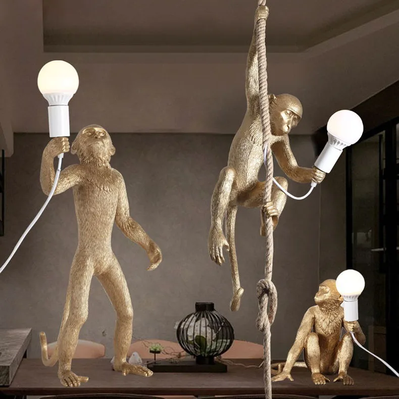 

Vintage Loft Monkey Wall Light Retro Resin Lamp Modern Bar Cafe Shop Decor Standing Sitting Ceiling Hanging Lighting Fixture