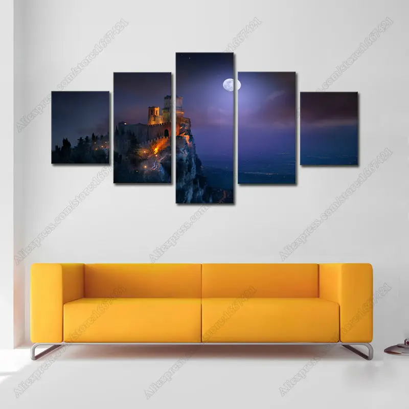 2017 Cuadros Decoracion Современная окраска распылением фотография Moonlight 5 Panelk
