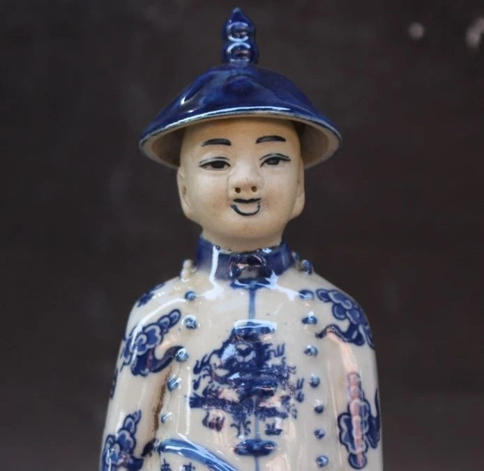 Старая китайская династия синий и белый фарфор Дракон Императорский император