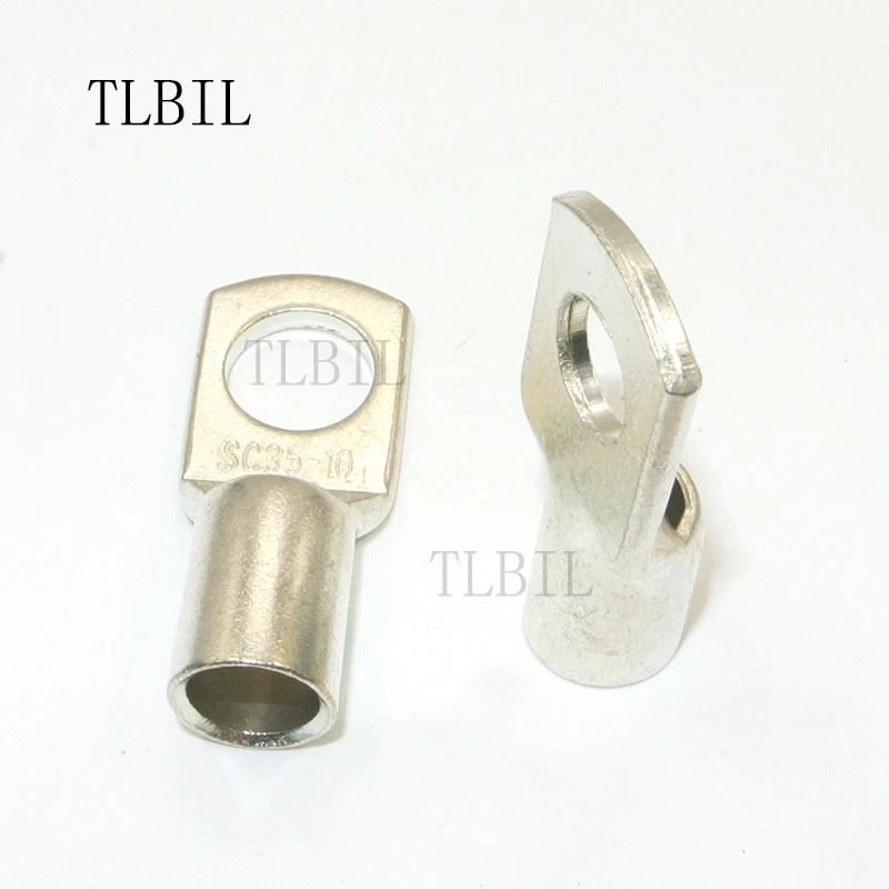 SC35 100Pcs 35mm2 2AWG 1/4&quot 5/16&quot 3/8&quot Listed Heavy Duty Lugs Battery Cable Bare Copper Eyelets Tubular Ring Terminal Connectors |