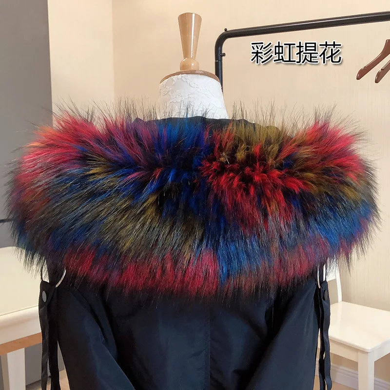 Очень большой воротник из искусственного меха зимняя шапка меховой декор