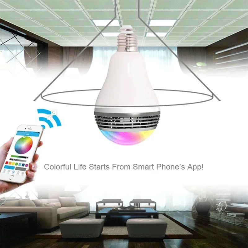 Умные колонки музыкальная лампа RGB E27 аудио-динамики с Bluetooth регулируемой
