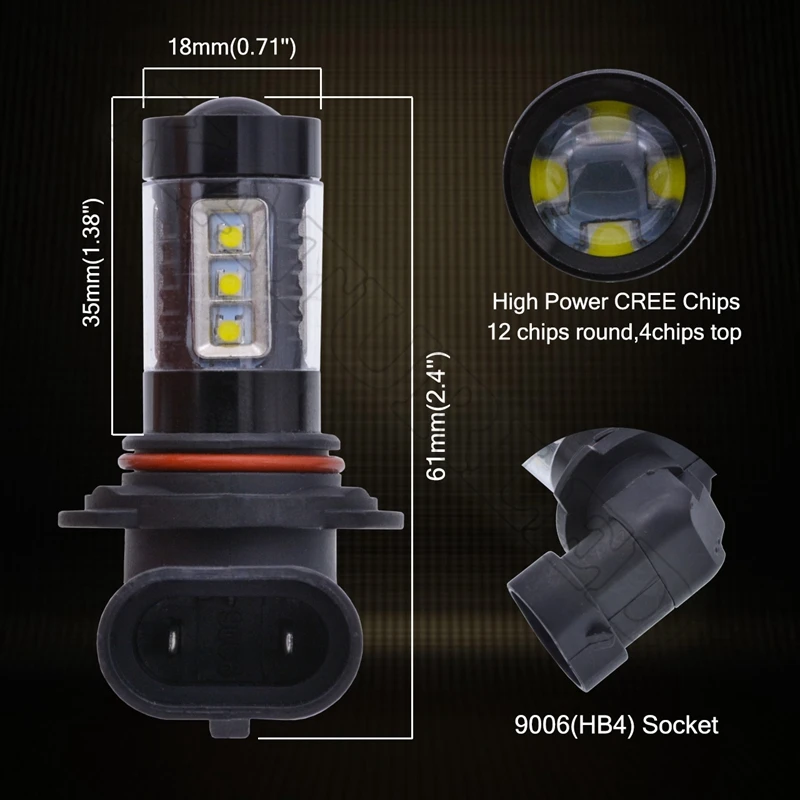 HB4 9006 светодиодный противотуманный светильник Combo 6000K 80W 1800LM белый Cree сменный DRL