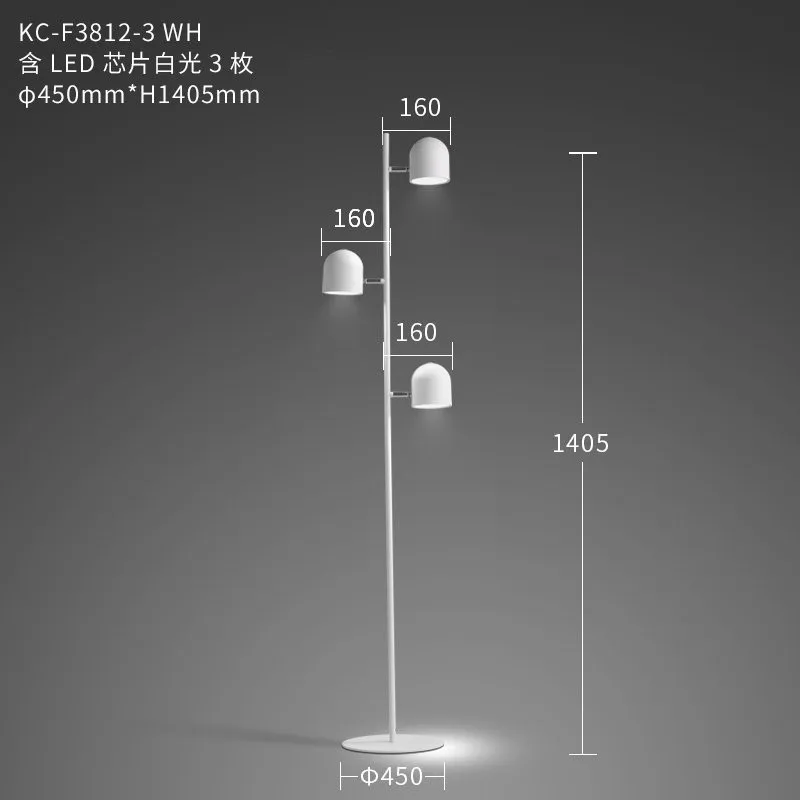 Modern Iron Floor Lamp Creative Led Floor Lights Nordic Living Room Bedroom Bedside Vertical Standing Lamp Home Decor Luminaria - Цвет абажура: white 3 heads