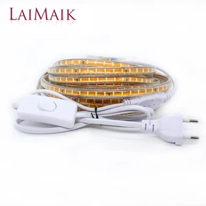 Laimaik светодиодная лента Водонепроницаемый открытый с включениявыключения AC 220в гибкие светодиодные полосы 3 м5 м 10 м белыйтеплый белый ленты SMD3014
