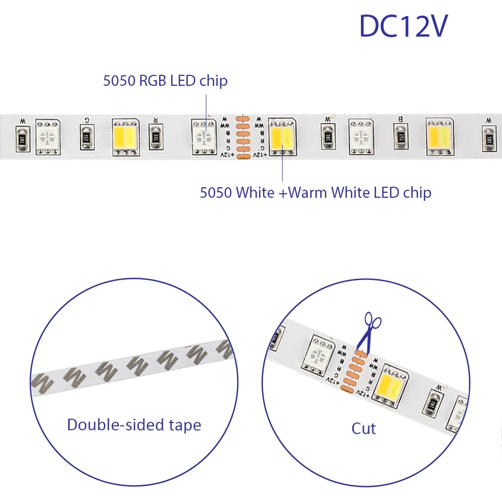 DC12V Светодиодная лента 5 в 1 RGB 5050 м/рулон IP20 без водонепроницаемого 300 светодиодов