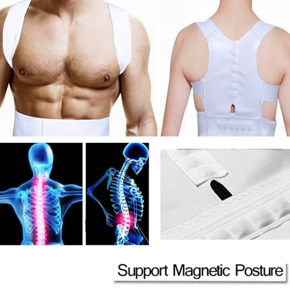 

Comfortable Magnetic Posture Support Corrector Back Pain Belt Brace Shoulder Release Pain From Illness White Braces Belts