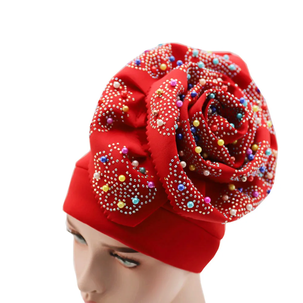 red Новое поступление Королевский синий африканский геле aso oke головной убор с камнями и бисером тюрбан головной убор обертка 001 для свадьбы - Цвет: red