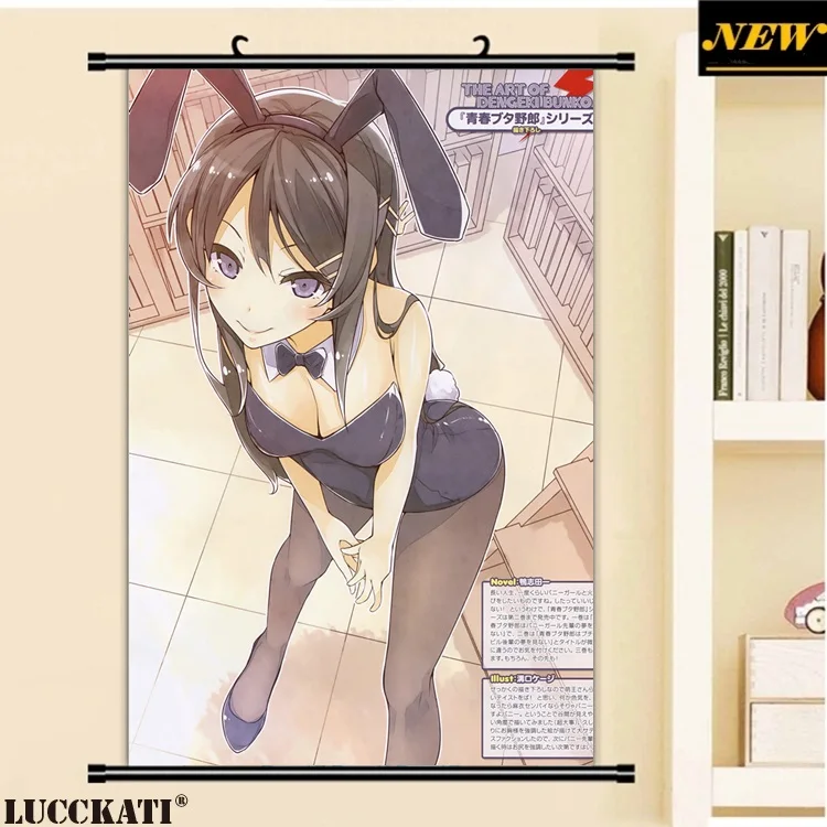 40X60 см, серия Seishun Buta Yarou, животные, заячьи уши, каплей лоли, мультфильм, аниме, Настенная картина, плакат, прокрутка, Картина на холсте