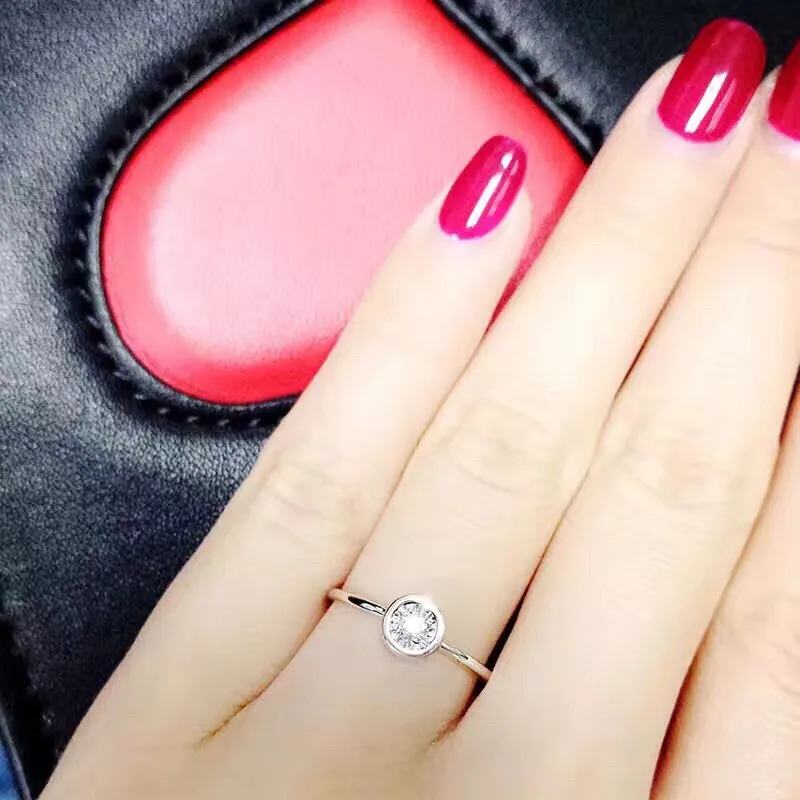 Aazuo 18 K Белое Золото(Au750) с настоящими бриллиантами ювелирные наборы мини круглое кольцо, ожерелье, серьги Для свадебное кольцо для женщин Au750