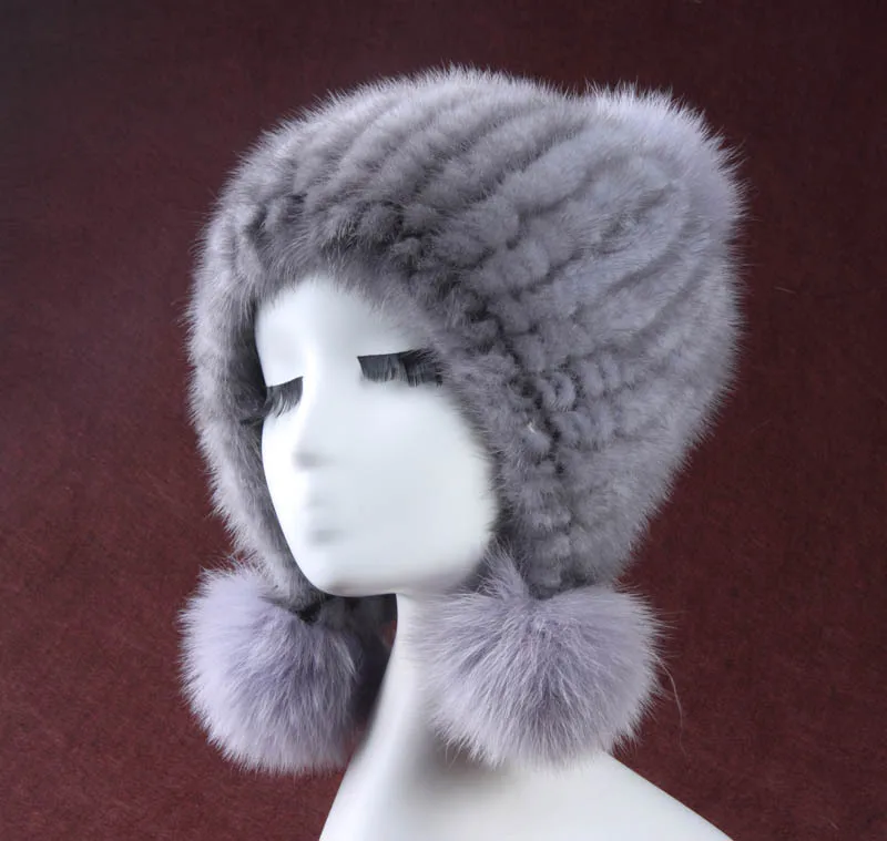 Женская шапка из меха норки с помпоном лисьего зимняя ушанка новые Брендовые