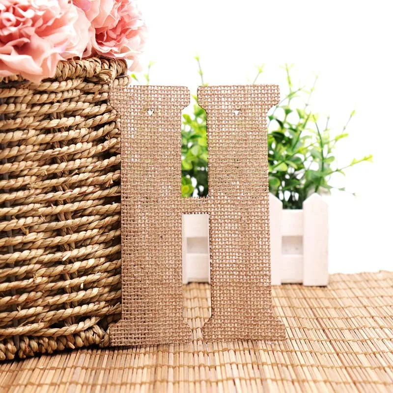 8 Hessian письмо A-Z No.0-9 джутовая ткань деревенский Мешковина баннеры флаги конфеты бар Винтаж День Рождения Вечеринка Свадебный декор - Цвет: 8