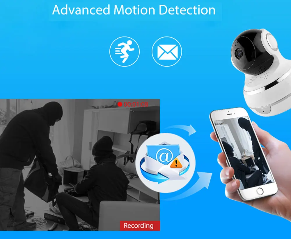2.0MP беспроводная WiFi ip-камера 1080P домашняя Камера Безопасности s автоматическое отслеживание движения Поддержка Amazon Echo Google Home